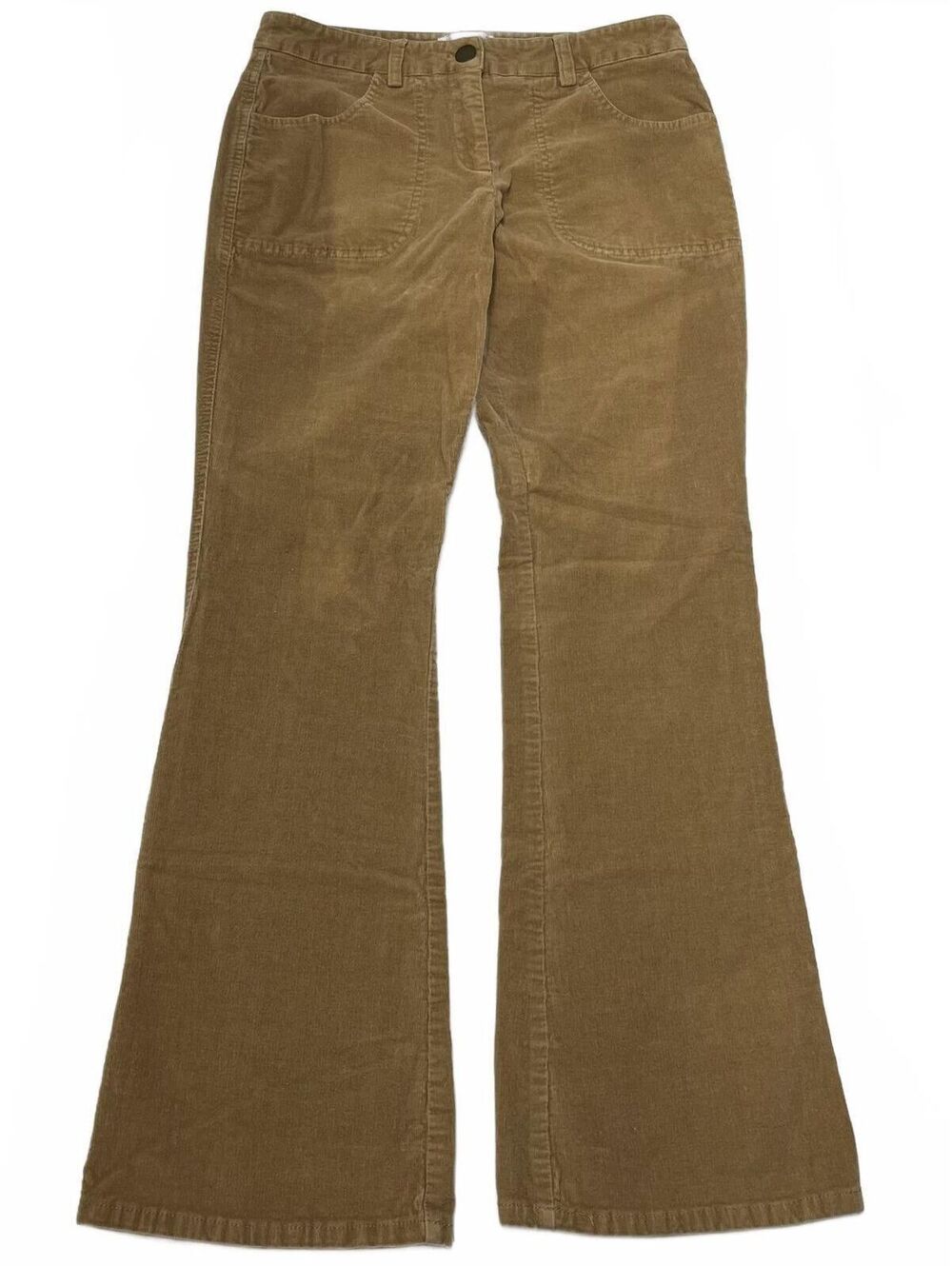 Nanette Leopre Sz 4 Beige Corduroy Mid Rise Flared Pants Boho Minimalist Cottage